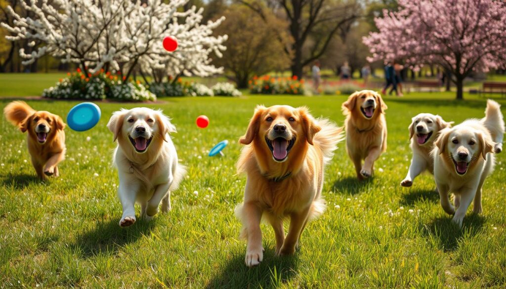 Active Golden Retrievers