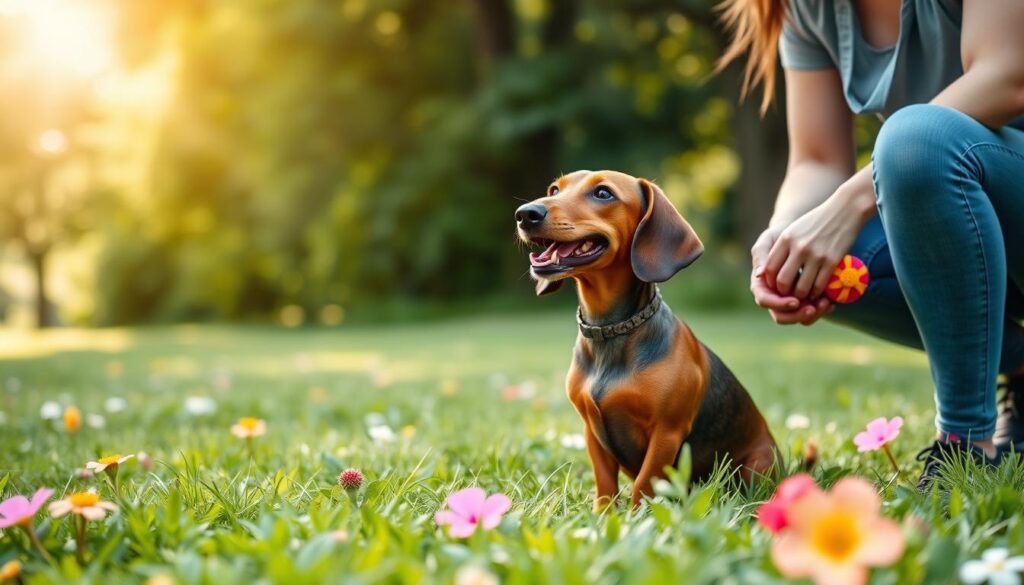 Bonding with dachshund through training