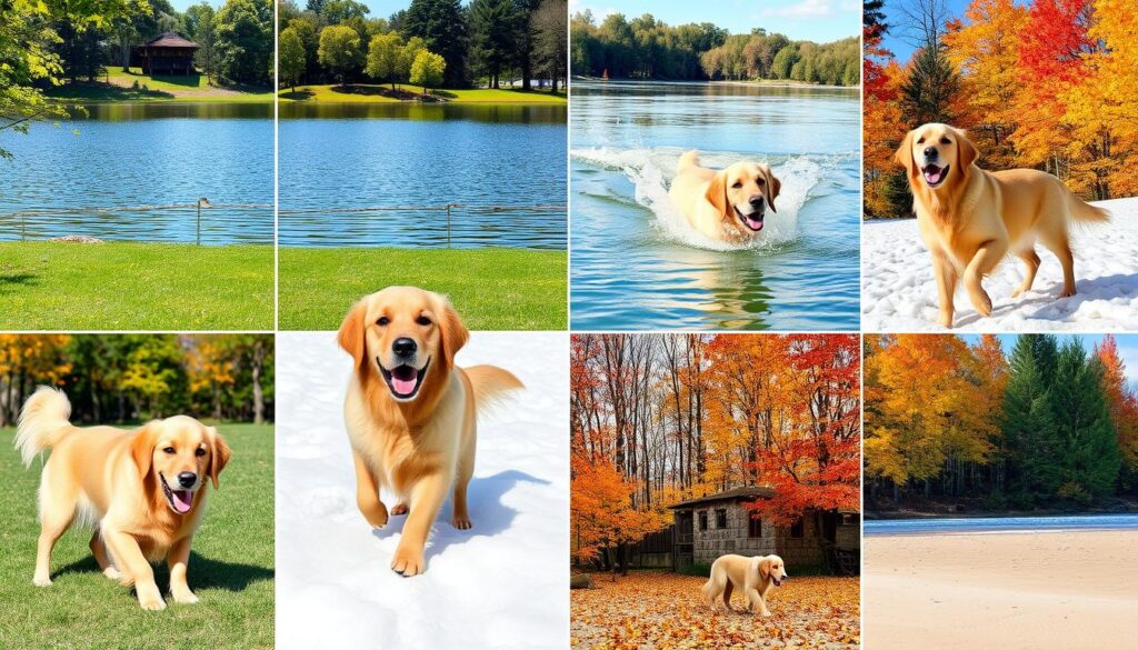 Golden Retrievers in Different Environments