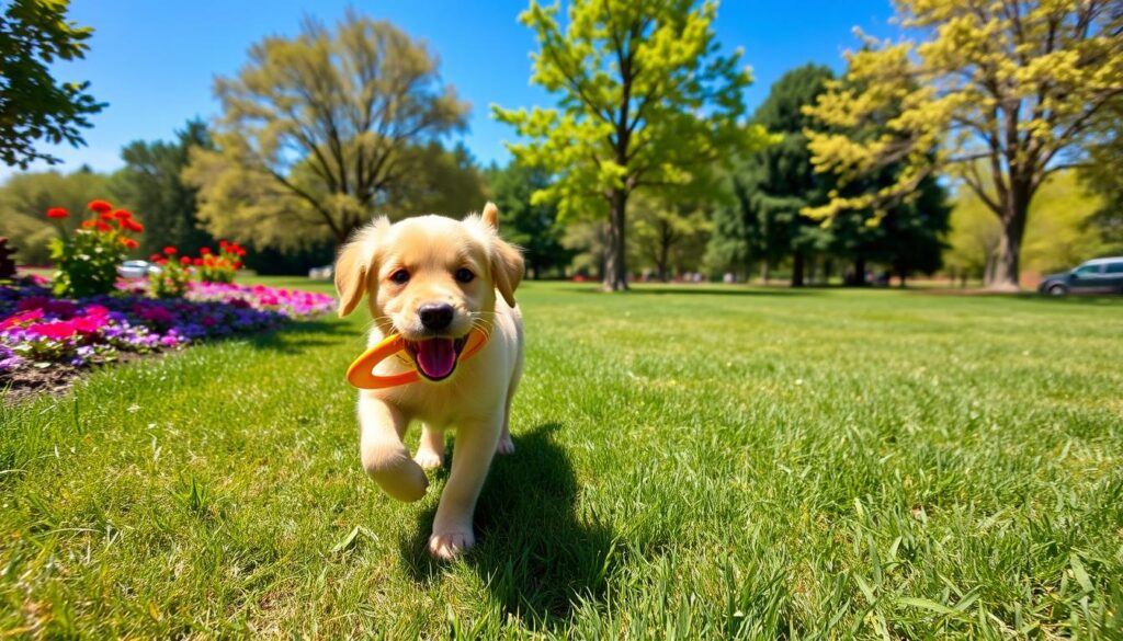 Golden retriever puppy exercise