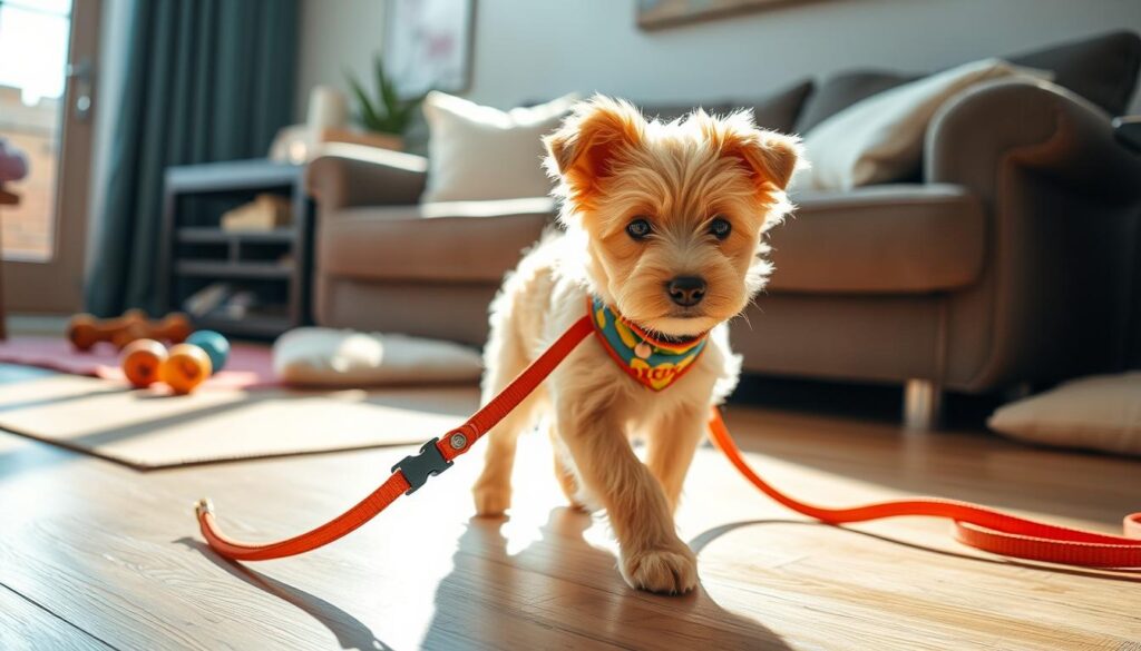 Puppy on leash Puppy on leash
