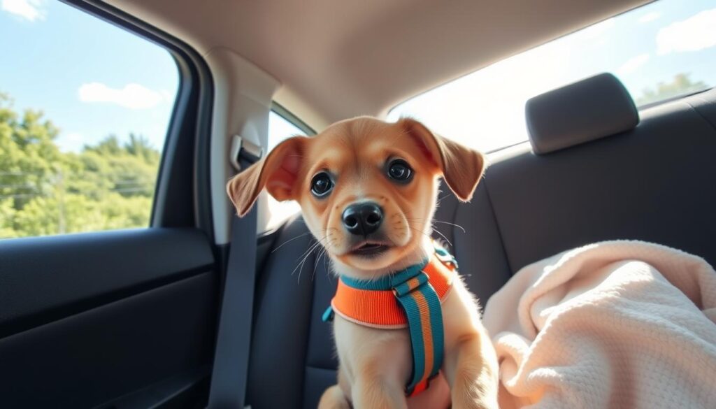 puppy in car